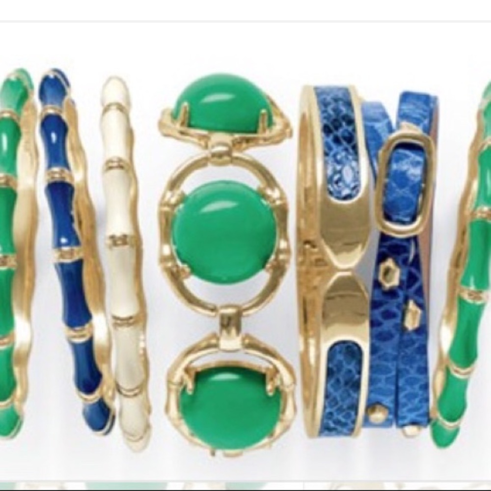 Stella & Dot | Kelly Green Cabochon + Gold Bambooππβ¨Zinnia Bracelet - Picture 8 of 10